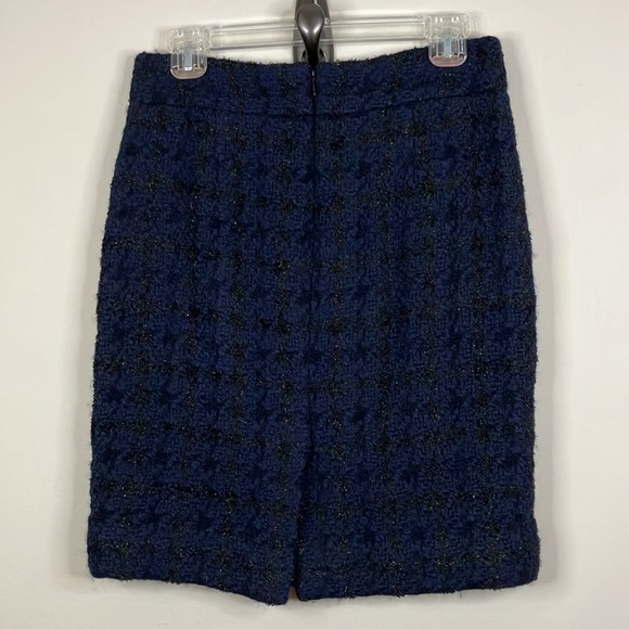 J Crew navy blue and metallic black houndstooth pencil skirt - Picture 3 of 6